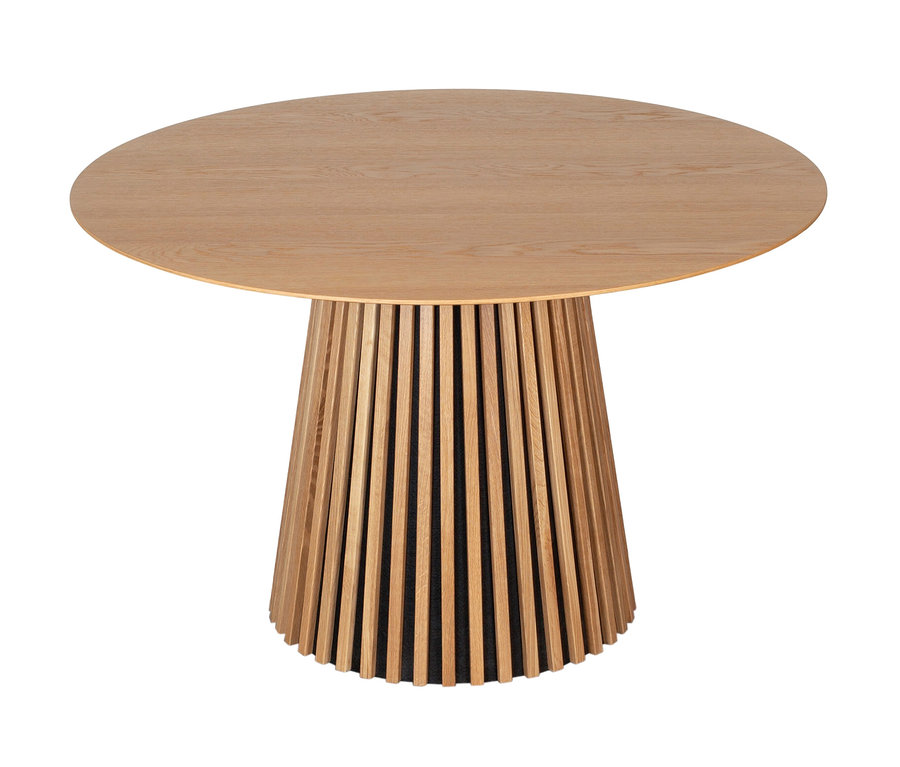 Ein runder Esstisch »Oria« von deVries, Natur Eiche, mit 120 cm Durchmesser.
