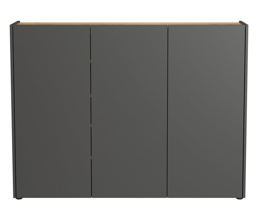 Dreitüriger Mehrzweckschrank »Libbiano« in Graphit/Eiche.