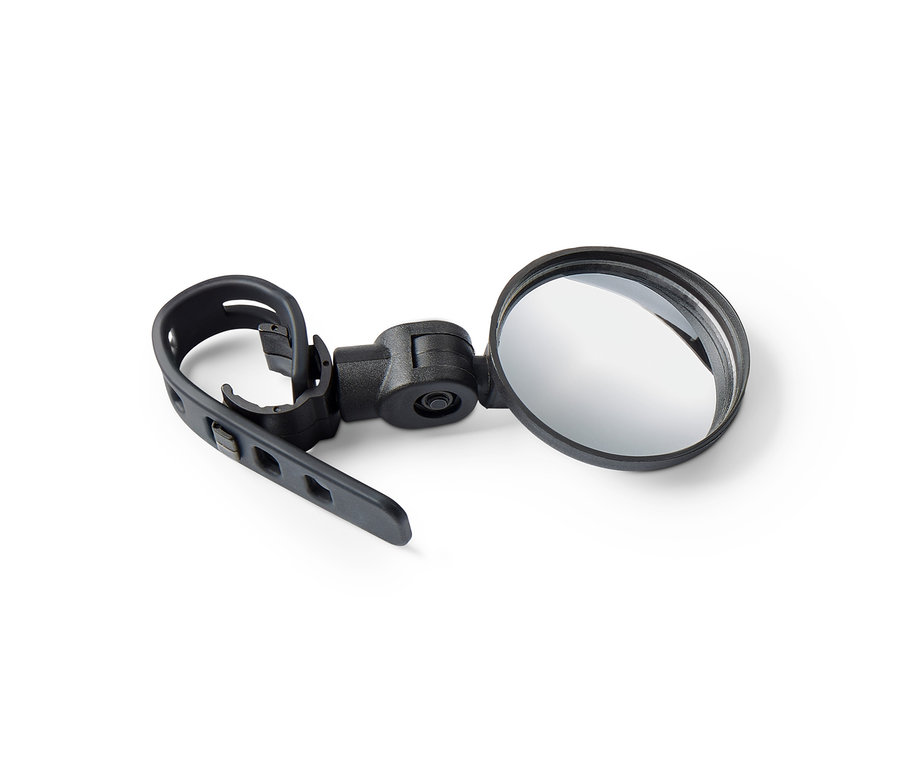 Ein Mini-Fahrradspiegel in Schwarz.