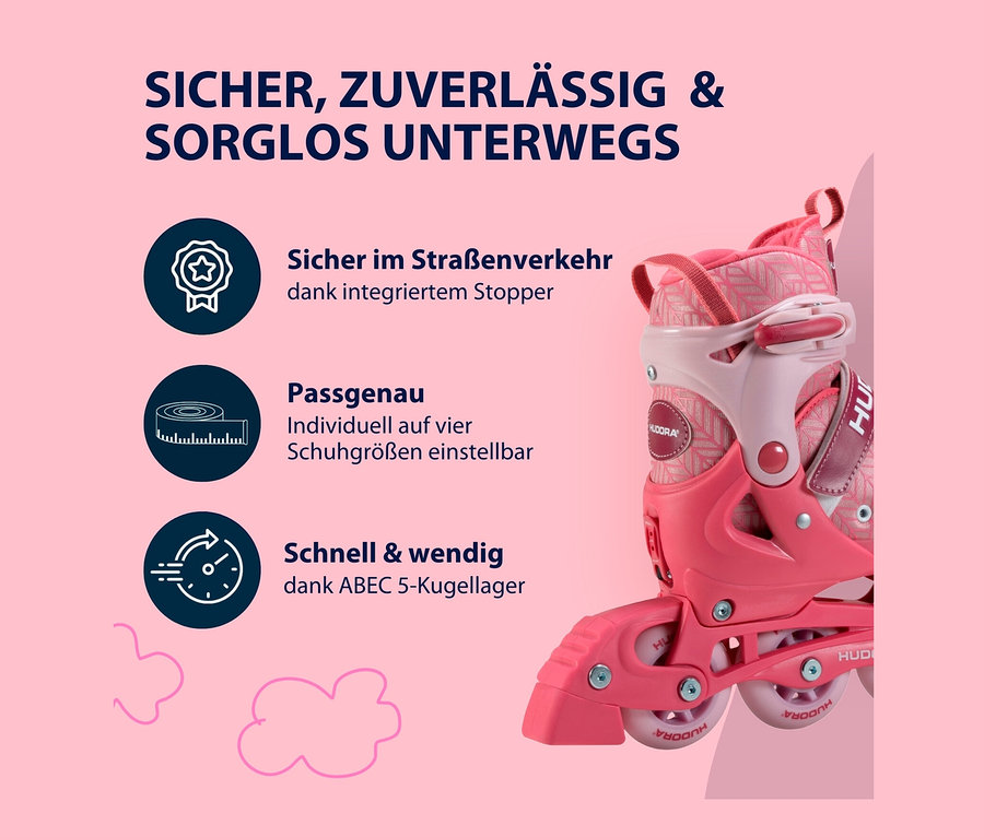 Nahaufnahme von pinken HUDORA Inline Skates »Mia 2.0«.
