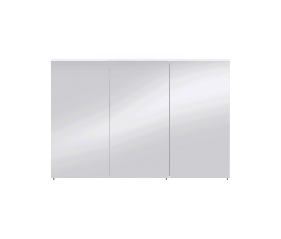 Weißer Spiegelschrank »Basic«, 120 cm breit, mit drei Spiegeltüren auf weißem Hintergrund.