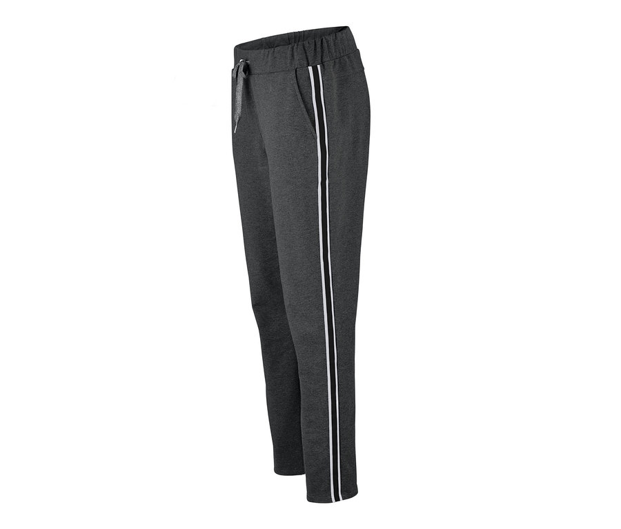 Graue Joggpants mit weißem Streifen an der Seite.