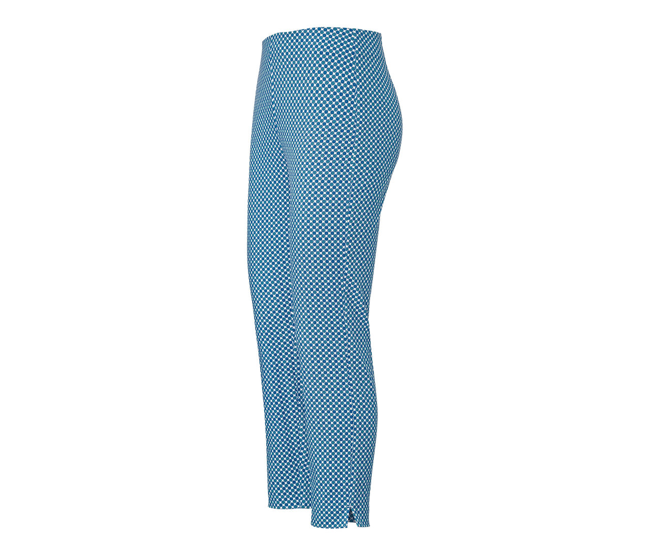 Blaue 7/8-Stretchhose mit Alloverprint.