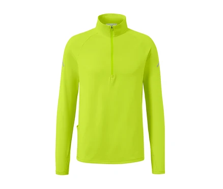 Neonlime Thermo-Funktionsshirt mit langen Ärmeln und kurzem Reißverschluss.