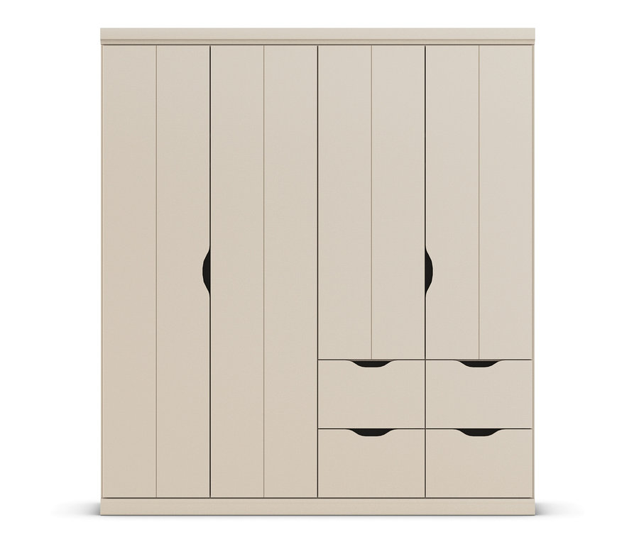 Beiger Rauch Kleiderschrank »Frieda« mit 4 Türen und 4 Schubladen.
