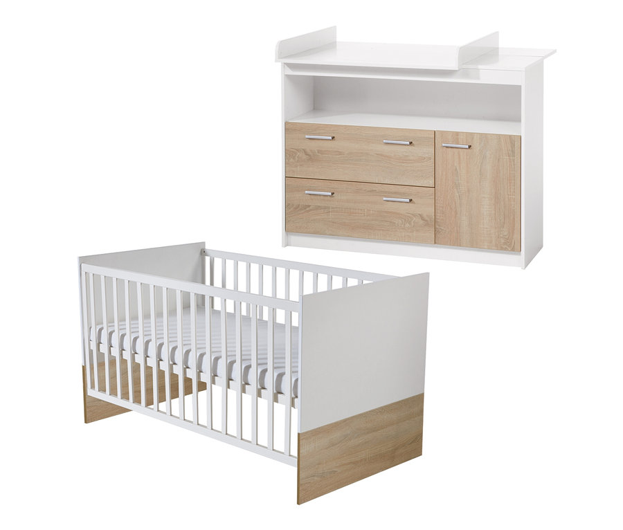 Kinderzimmerset roba »Gabriella« mit breiter Wickelkommode und Bett.