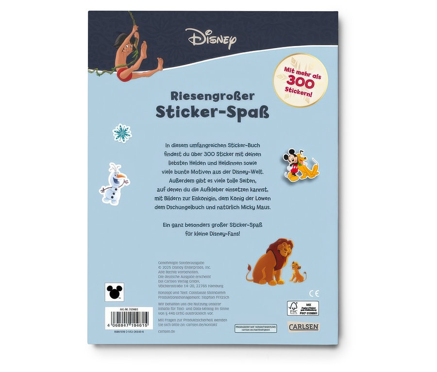 Disney Stickerbuch: Riesengroßer Sticker-Spaß mit über 300 Stickern von Disney Helden.