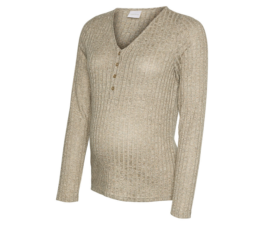 Das MAMALICIOUS Shirt »MLPAMMIE LIA« in Beige hat lange Ärmel und eine Knopfleiste.