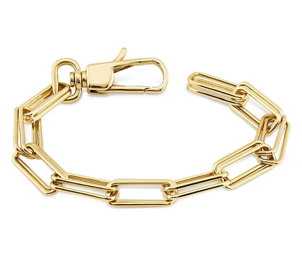 Nahaufnahme des offenen, vergoldeten Gliederarmbands aus 925er Sterlingsilber.