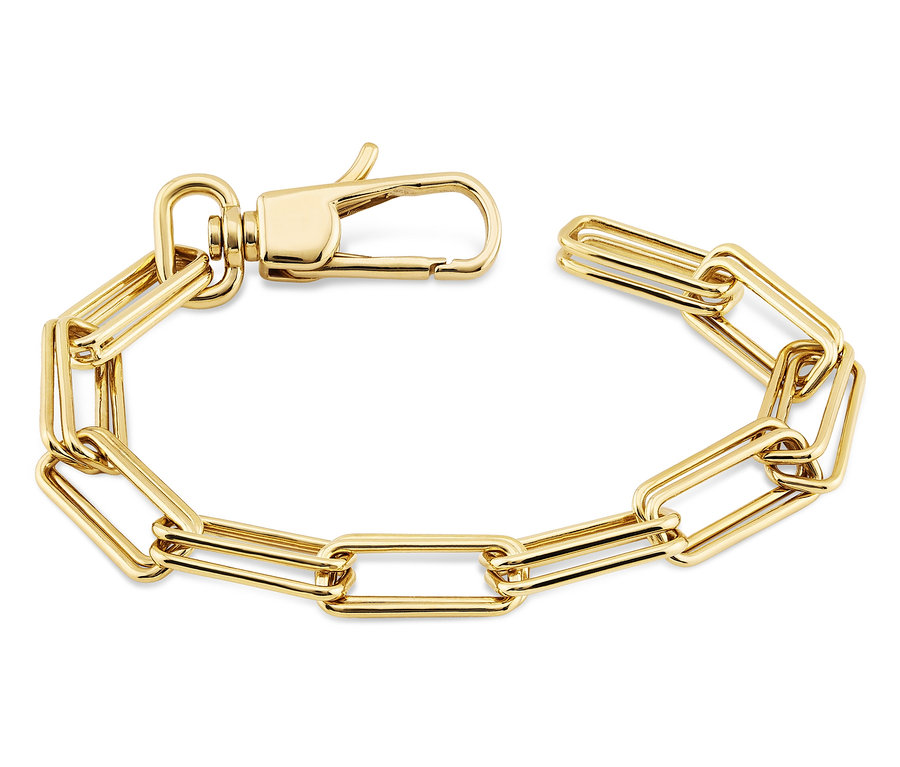 Nahaufnahme des offenen, vergoldeten Gliederarmbands aus 925er Sterlingsilber.