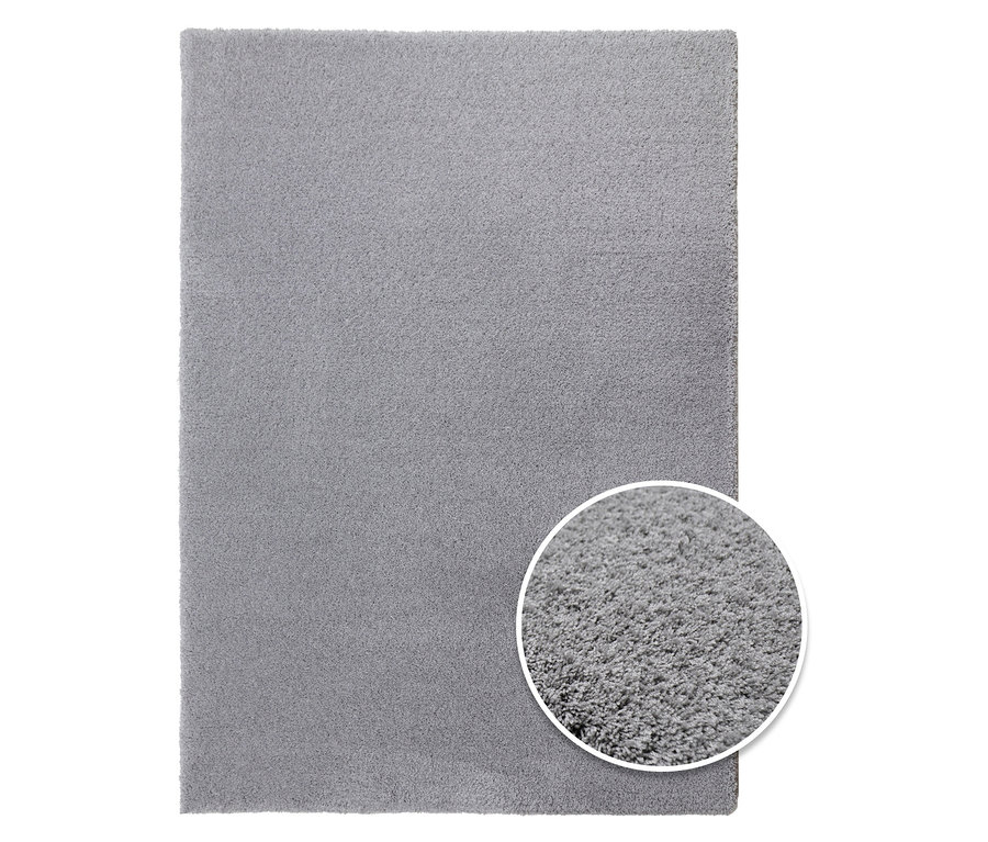 Nahaufnahme eines hellgrauen »Pleasure« Teppichs in verschiedenen Größen (80 x 150 cm, 120 x 170 cm, 160 x 230 cm, 200 x 290 cm).