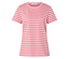 Gestreiftes, rosa-weißes T-Shirt.
