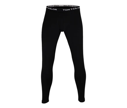 Schwarze Tom Tailor lange Unterhose »Buffer« mit weißem Bund und Markenlogo.