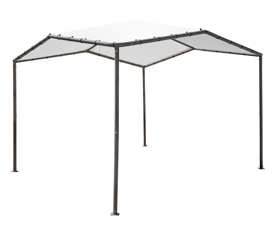 Grauer Stoffpavillon mit den Maßen 317 x 271 x 317 cm.