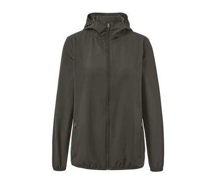 Leichte Funktionsjacke mit Reißverschluss und Kapuze.