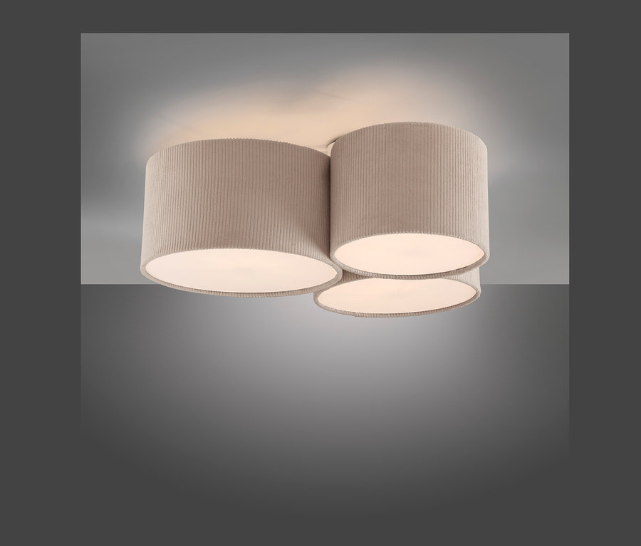 JUST LIGHT Deckenleuchte »DURO« mit beigen Textilschirmen.