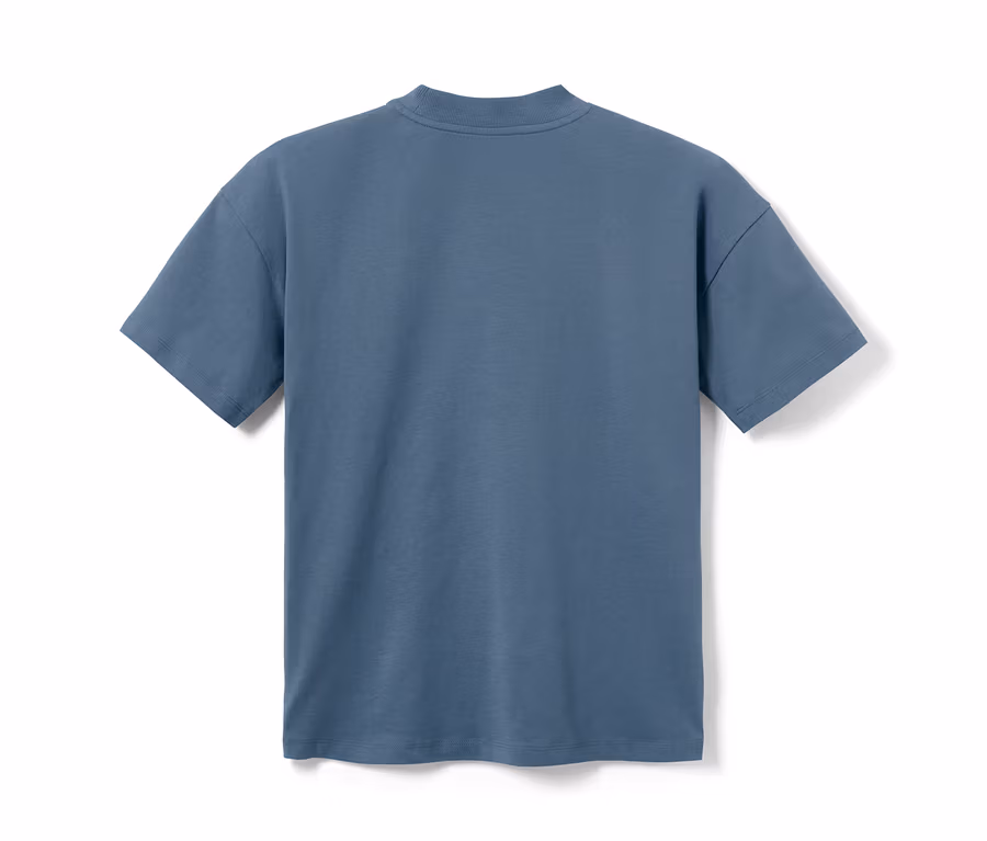 Blaues Kinder-T-Shirt »Smiley« aus dem 2er-Set, Detail der Rückseite.
