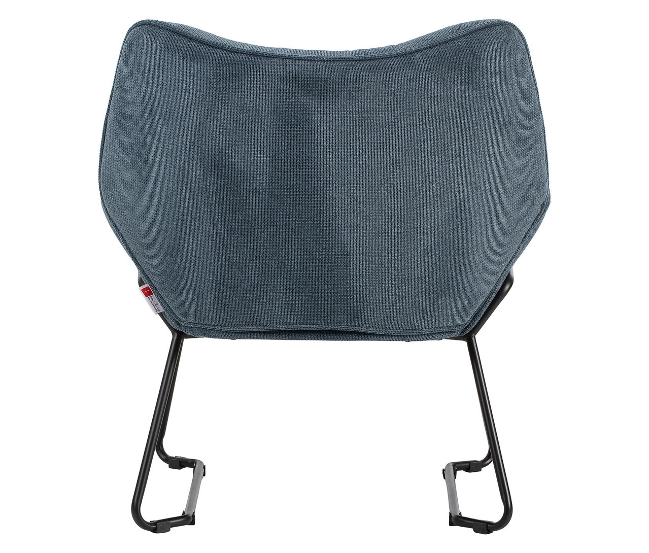 Rückansicht des blauen DeVries Sessel »Aliano« mit schwarzem Gestell.