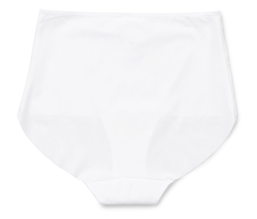Weisse, hoch geschnittene Unterhose vor neutralem Hintergrund.