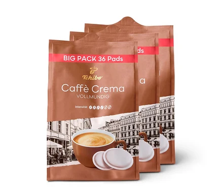 Drei Packungen Caffè Crema Vollmundig - 3x36 Pads Kaffeepads.