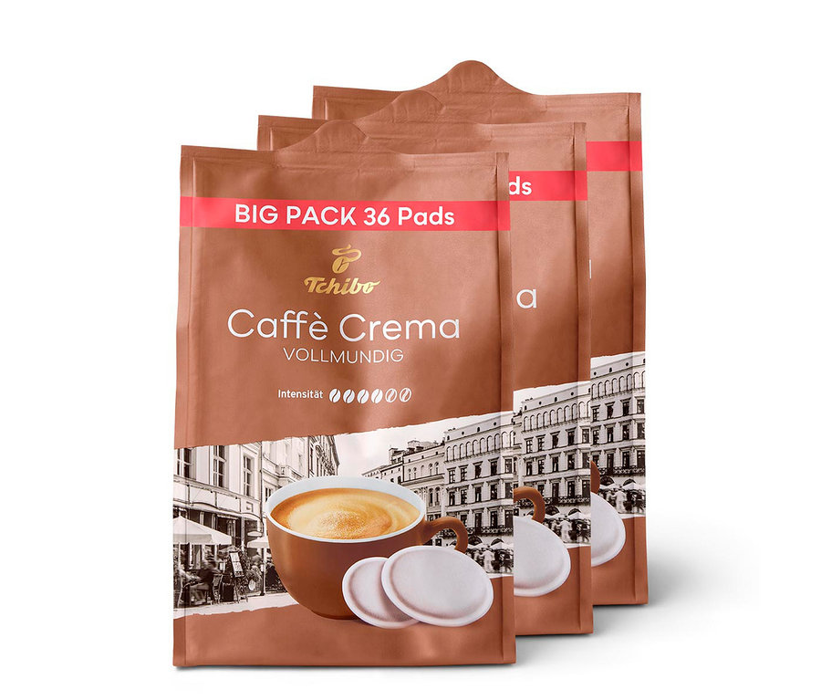 Drei Packungen Caffè Crema Vollmundig - 3x36 Pads Kaffeepads.