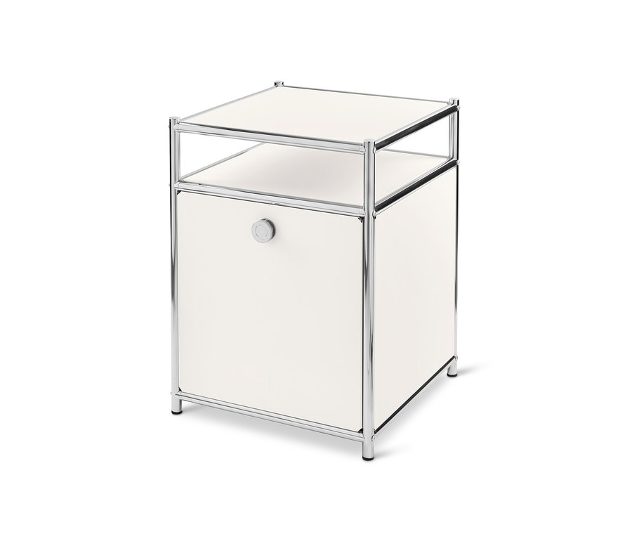 Weißer Rollcontainer Metall »CN3« mit Klappe.