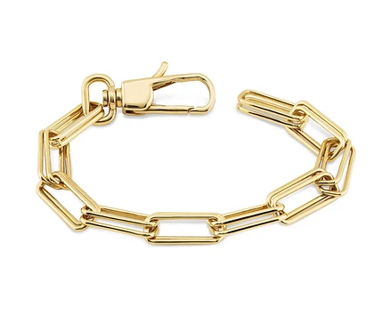 Nahaufnahme des offenen, vergoldeten Gliederarmbands aus 925er Sterlingsilber.