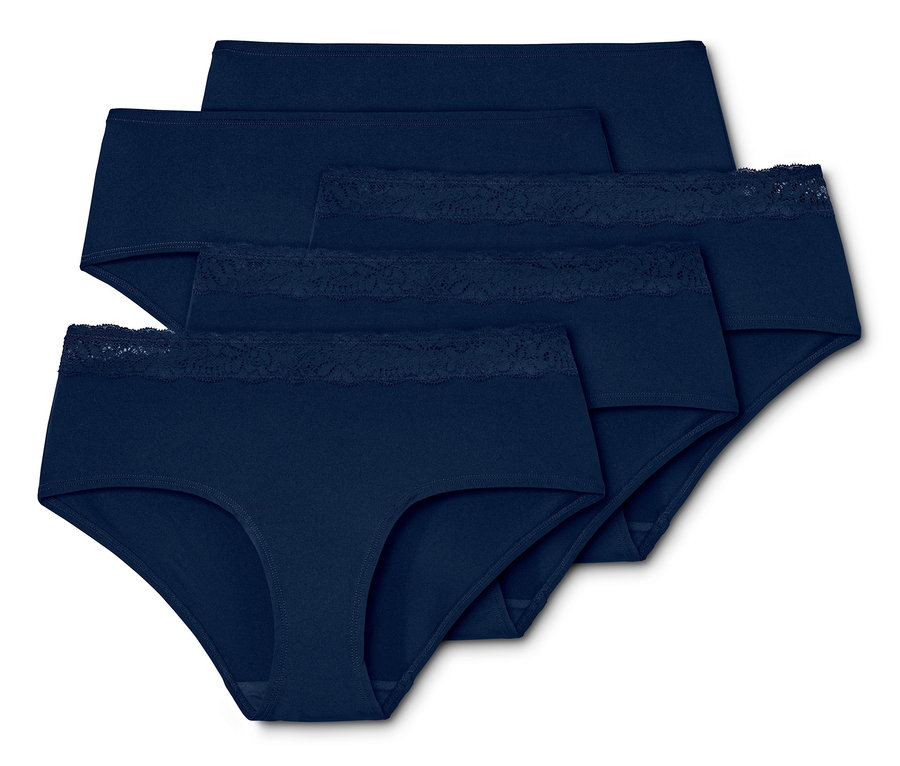 Fünf marineblaue Pantys.