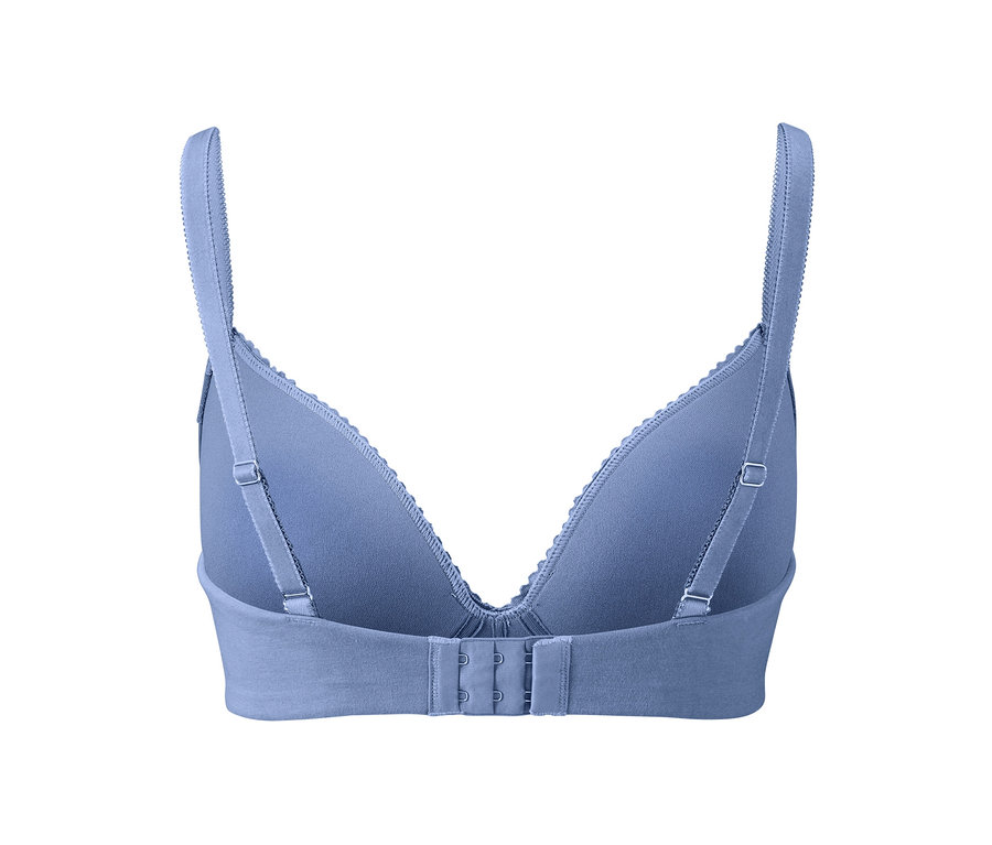 Blauer Softschalen-BH von hinten gezeigt.