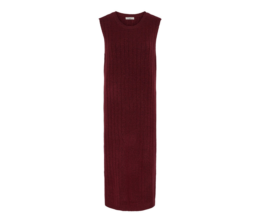 Geripptes Strickkleid, rot.