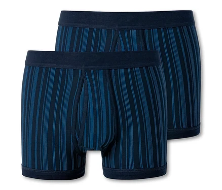 Zwei blaue SCHIESSER Shorts in Feinripp.