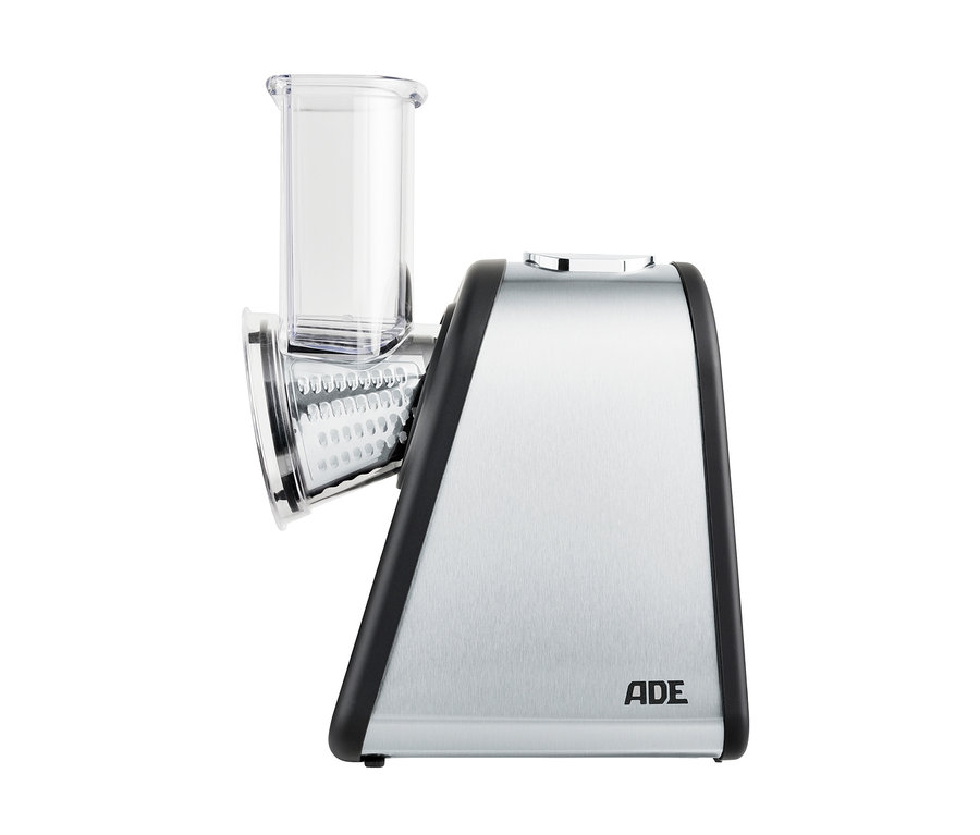 ADE Elektrische Reibe »KA1802« aus Edelstahl mit transparentem Aufsatz.