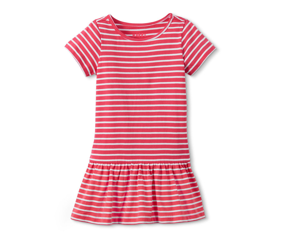 Gestreiftes Jerseykleid mit kurzen Ärmeln.