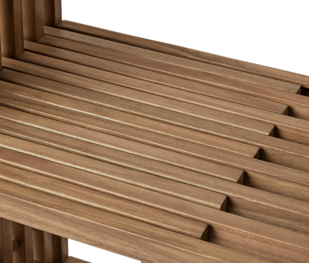 Detailaufnahme eines ausziehbaren Stufenregals "FLEKSIBEL".