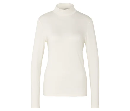 Cremeweißes Blusenshirt mit Stehkragen.