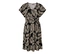 Ein bedrucktes Jerseykleid mit Blättern in Schwarz und Beige.
