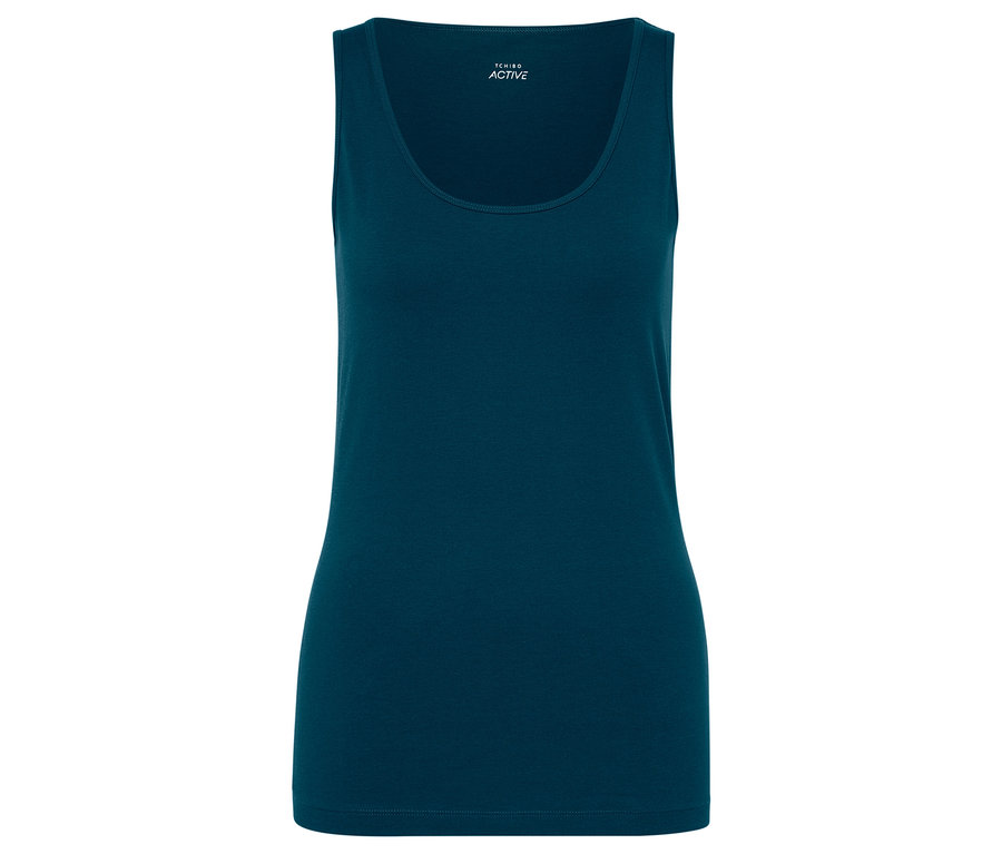 Dunkelblaues Tanktop mit Tchibo Active Logo rechts oben.