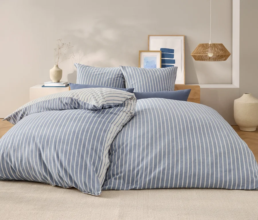 Flanell-Bettwäsche, gestreift, blau, Normalgröße bei Tchibo kaufen