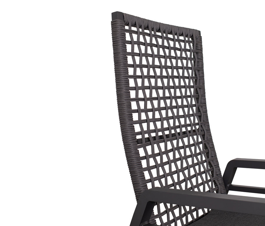 Detail des steingrauen Seils deVries Dining-Sets.