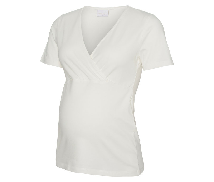 Weißes Umstandsoberteil MAMALICIOUS MLKERRIE TESS SS JRS TOP 2F 2-P NOOS mit V-Ausschnitt.