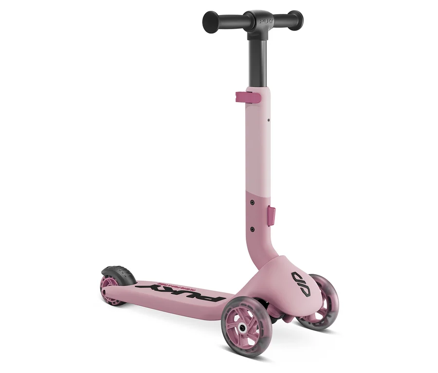 Rosa PUKY Roller PUSH mit schwarzem Lenker und transparenten Rädern.