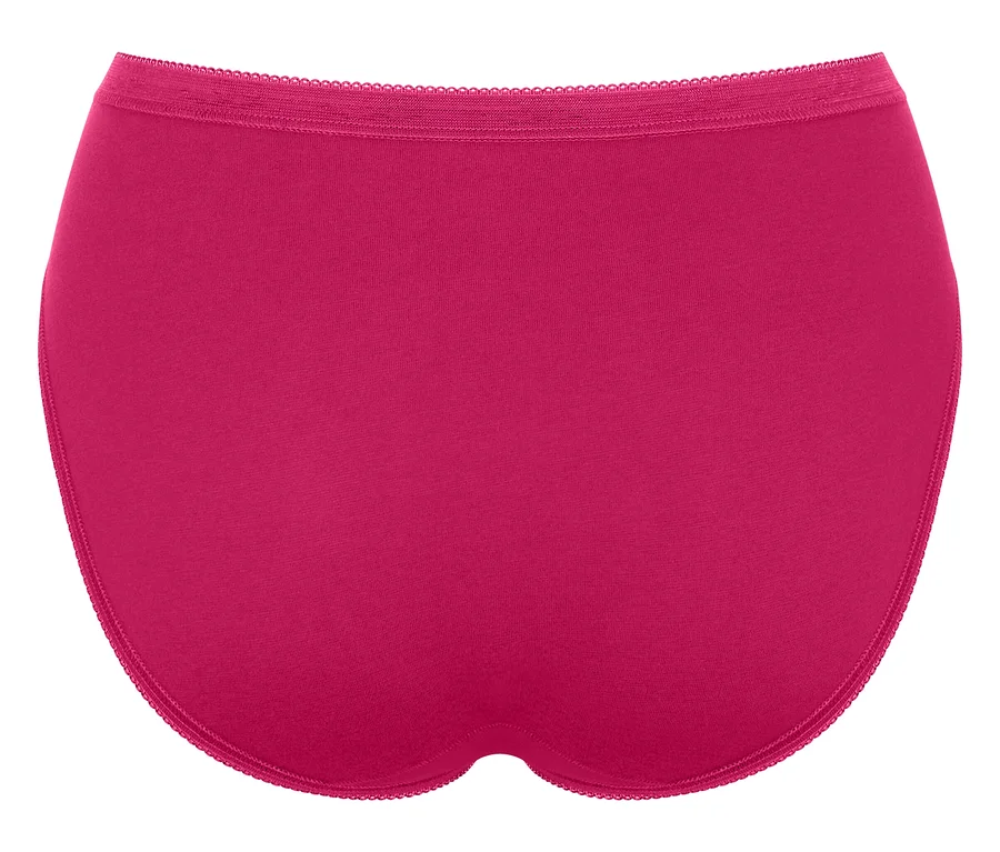 Lebhaft pinker Damen-Slip im klassischen Schnitt mit gewelltem Gummibund und Beinabschlüssen.