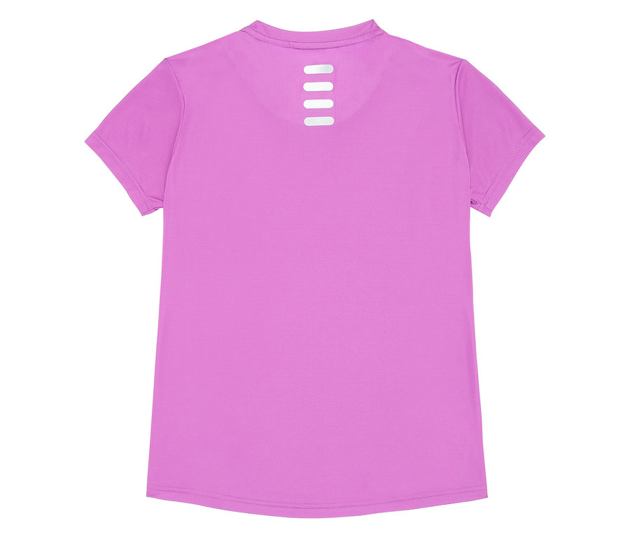 Nahaufnahme der Rückseite eines lila FILA Damen-Funktionsshirts.