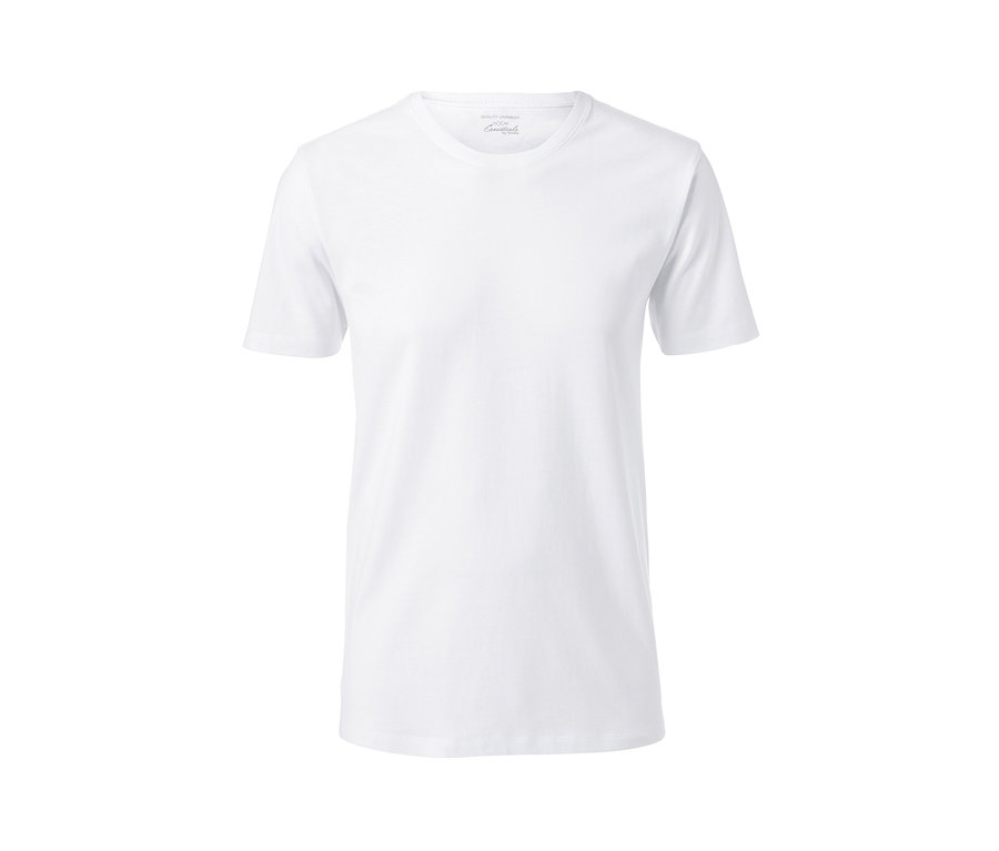 Weißes T-Shirt mit Rundhalsausschnitt.