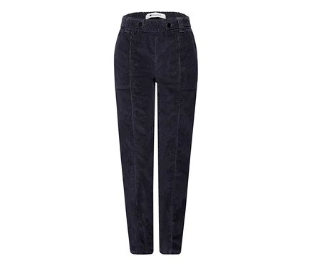Dunkelblaue Street One Cordhose mit elastischem Bund, zwei Knöpfen und Vordertaschen.