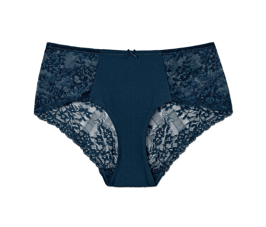 Dunkelblaue Spitzen-Panty.