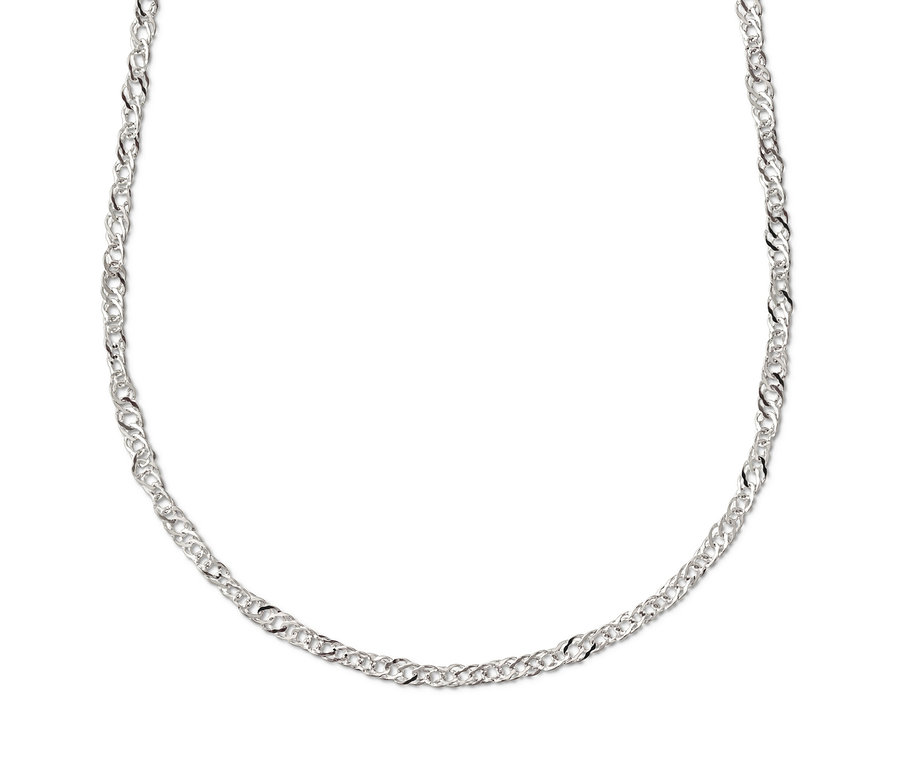 925 Silber Kette Singapur auf weißem Hintergrund.