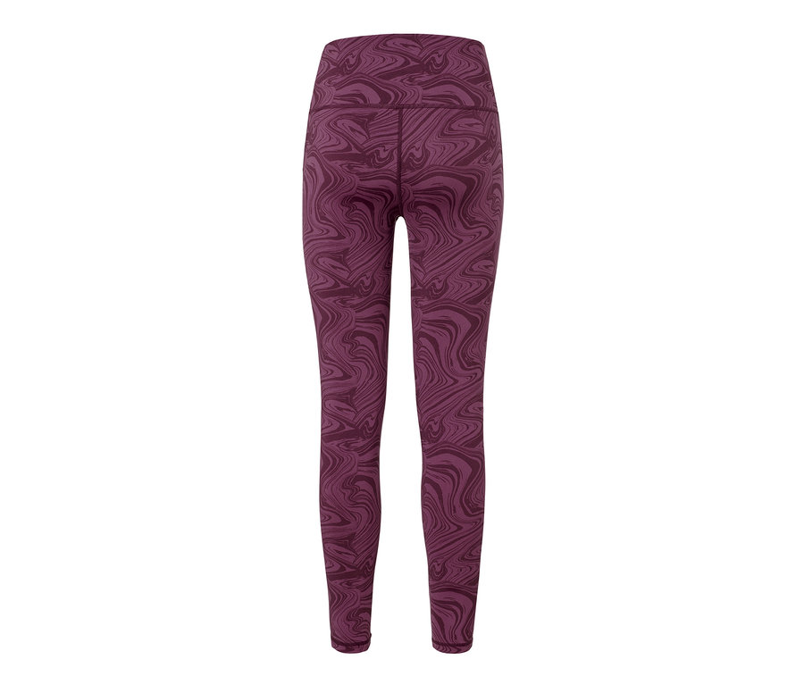Eine violette 7/8-Sporttight mit Marmormuster.