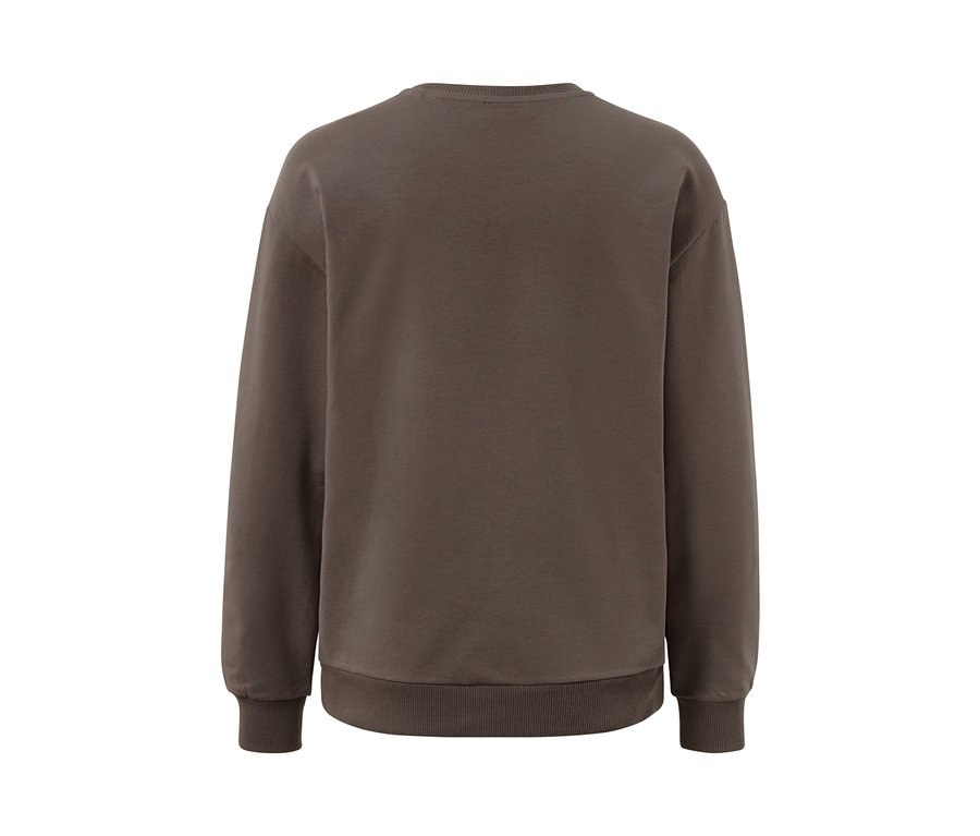 Braunes Sweatshirt mit Stickerei von hinten.