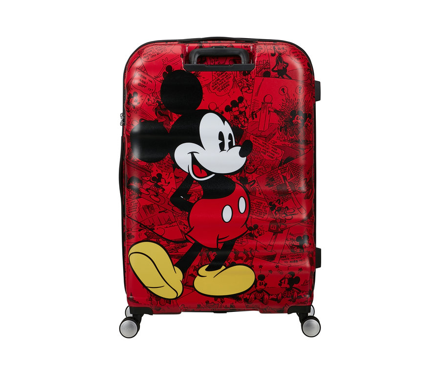 Großer roter American Tourister Wavebreaker »Mickey Mouse« Koffer mit Mickey Mouse Print.